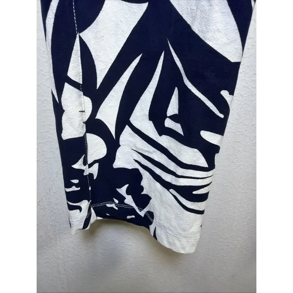 Chico's 2.5 Travelers vacation Hawaii Tropical Floral resort Ankle Pants Navy 14 - Picture 9 of 14